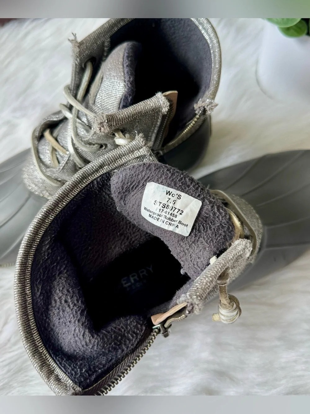 Preppy Fall Sperry Saltwater Waterproof Duck Boots‎ Gray 7.5